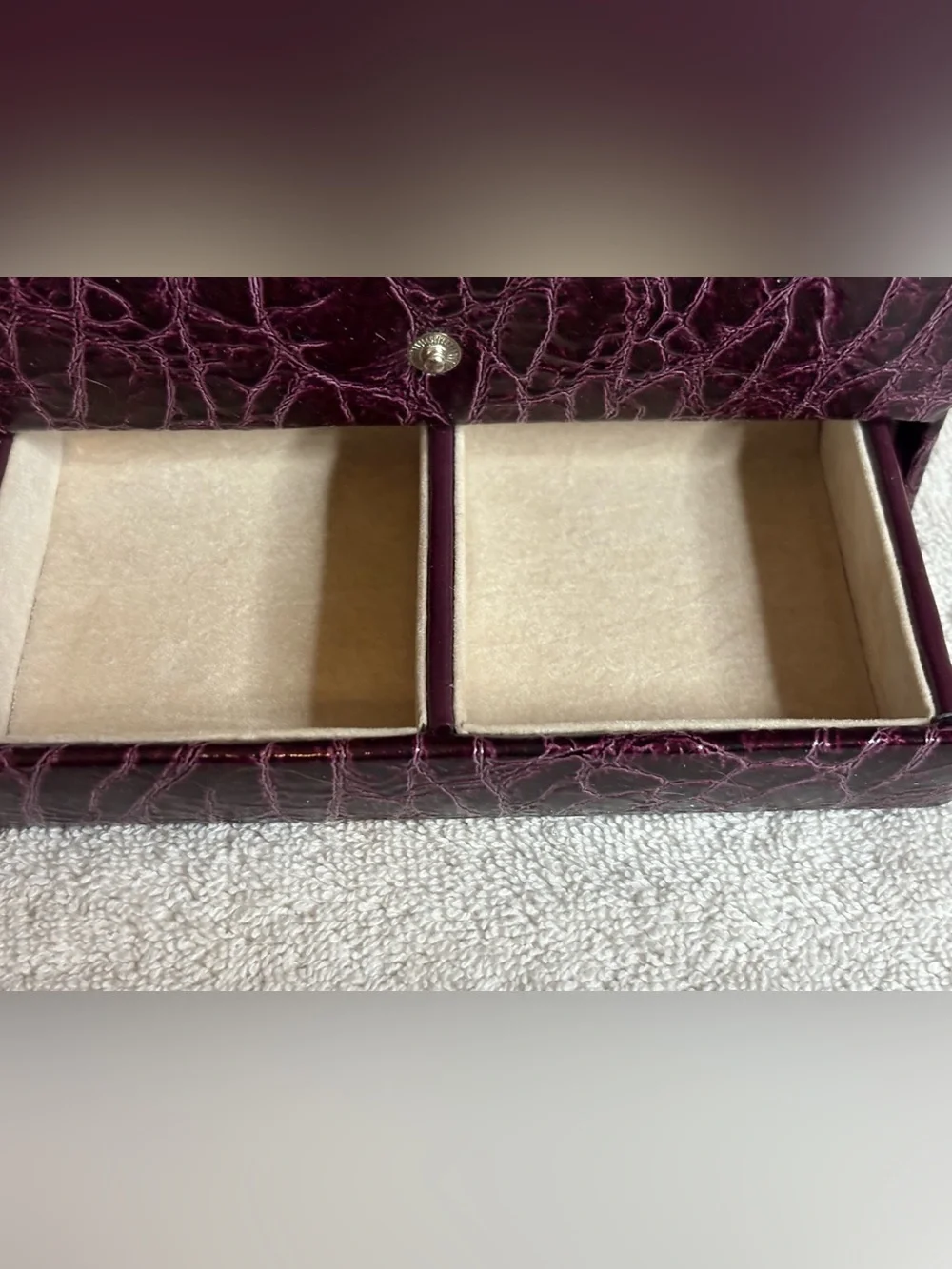 NWT Tuscan Designs Eggplant Crocodile Print Travel Jewelry Case